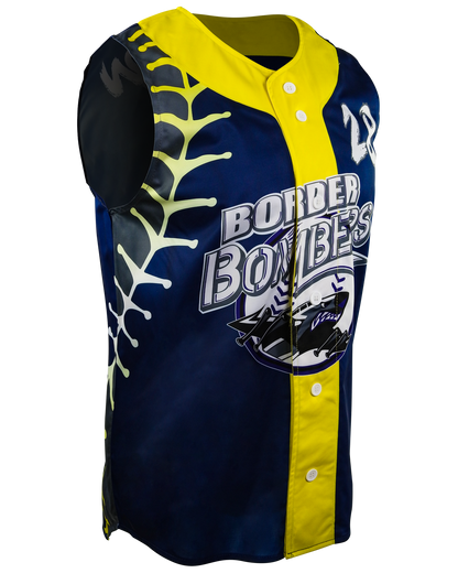 Sleeveless Full Button Baseball Jersey